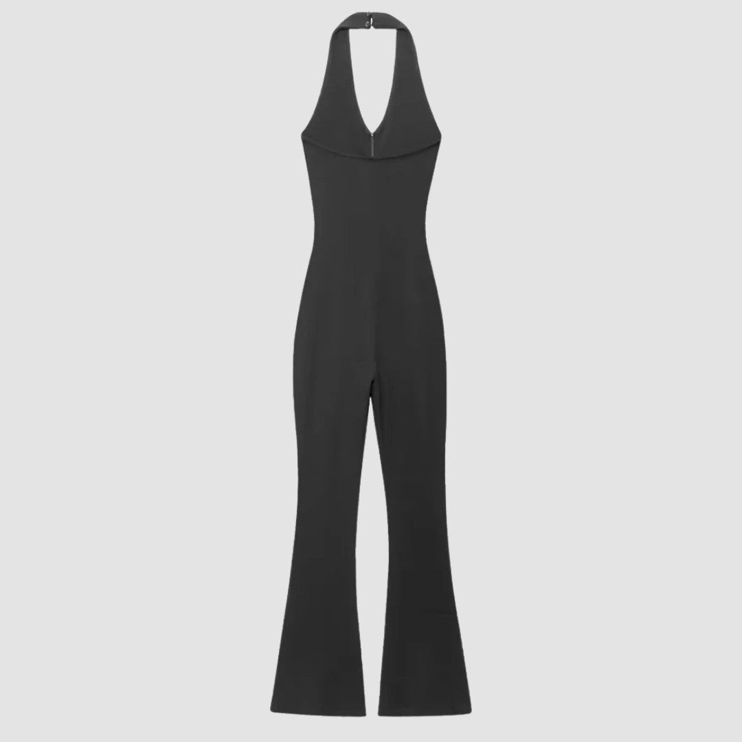 Slim Fit Ärmlös Jumpsuit med Utsvängda Ben