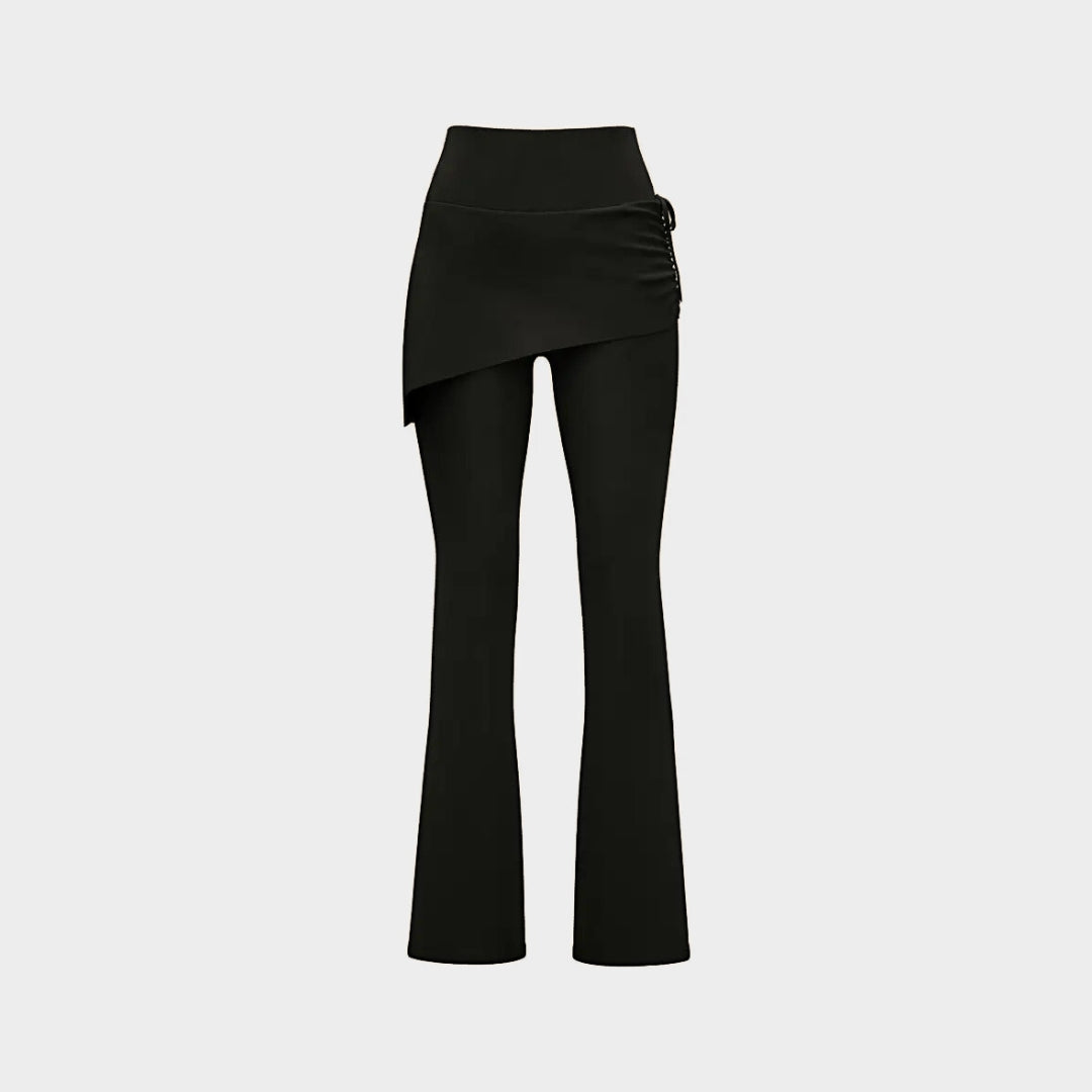 Yoga byxor med utsvängda ben och asymmetrisk kjoldetalj