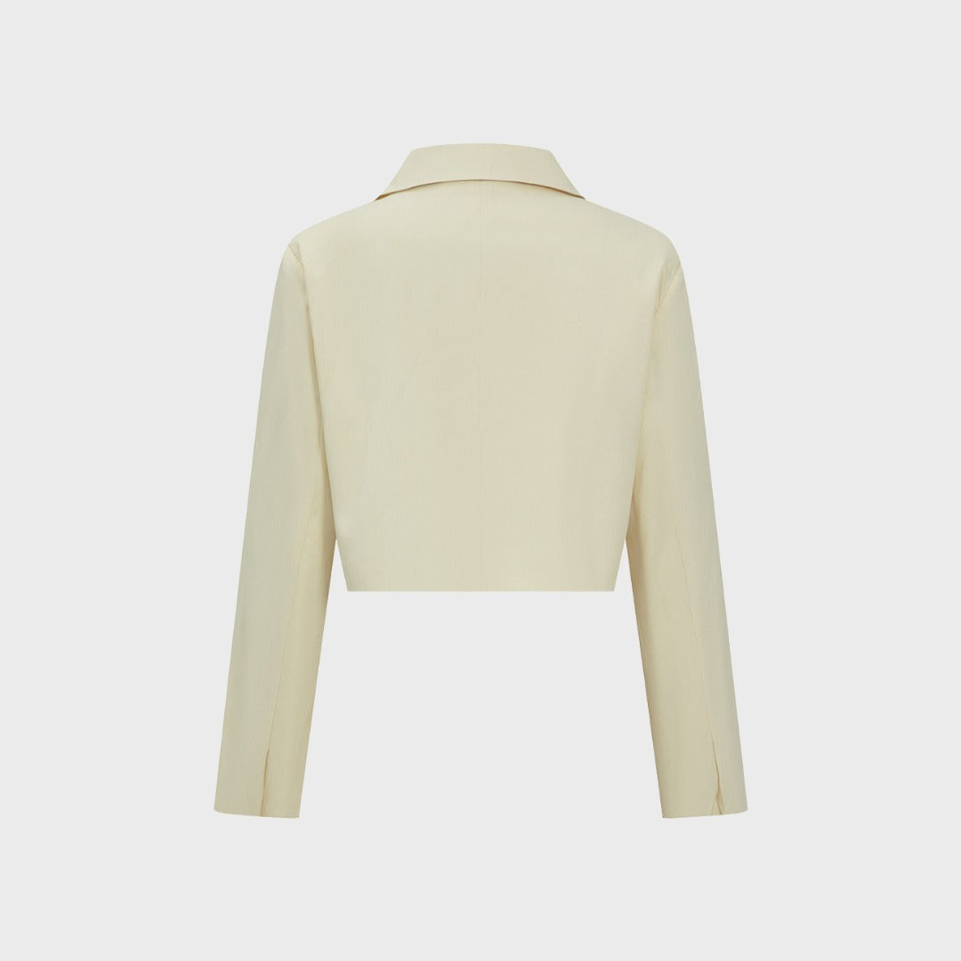 Vit Kort kavaj i viskos med lös passform och rundad fåll