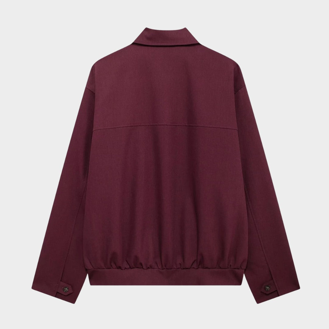 Vinröd jacka i workwearstil med lös passform och dragkedja