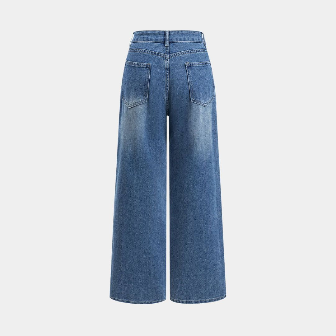 Klassiska jeans med kontrasterande djupblå sidor