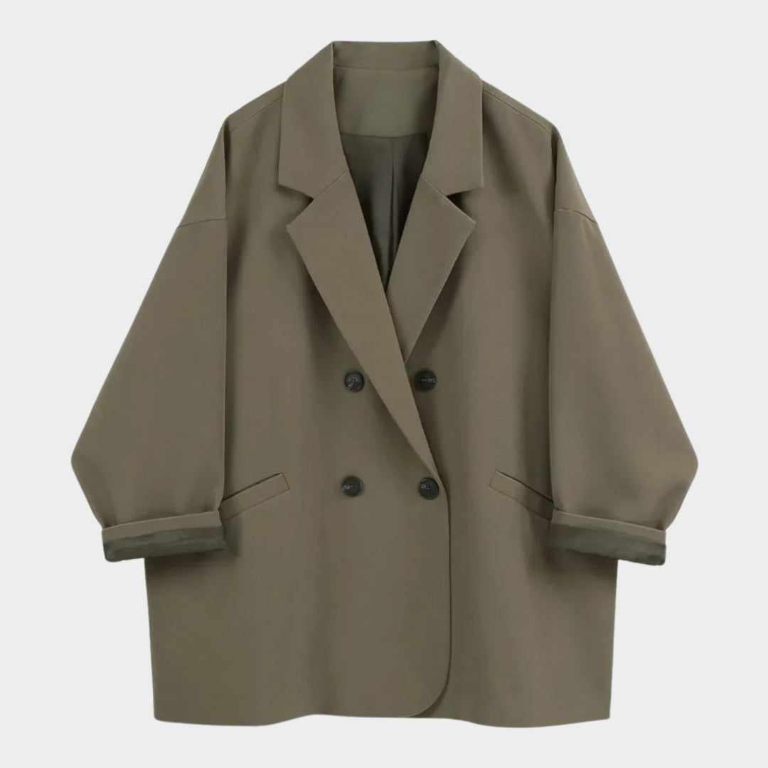 Dubbelknäppt kavaj med lös passform och uppvikta ärmar