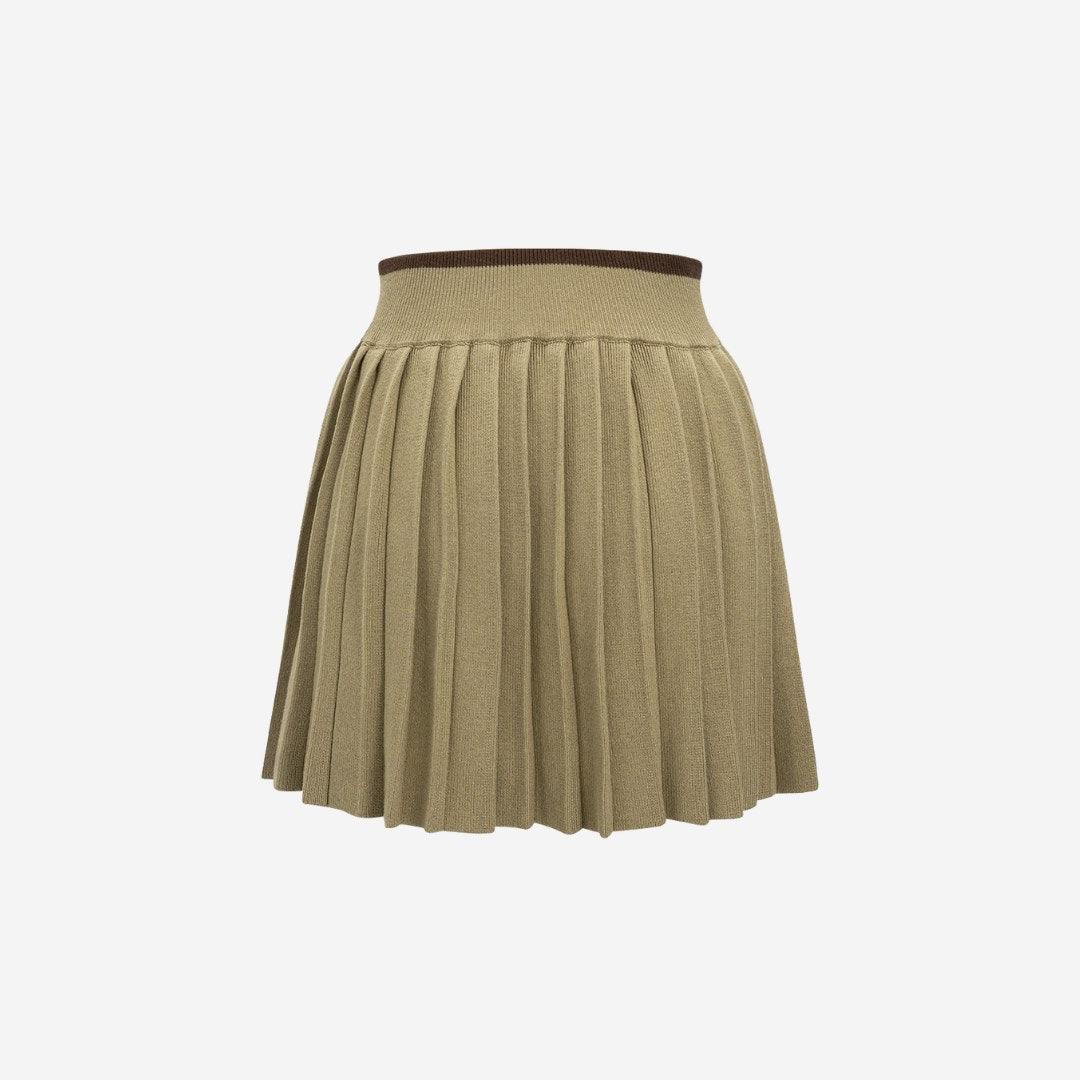 Kort plisserad minikjol i trikå med elastisk midja och låg stretch