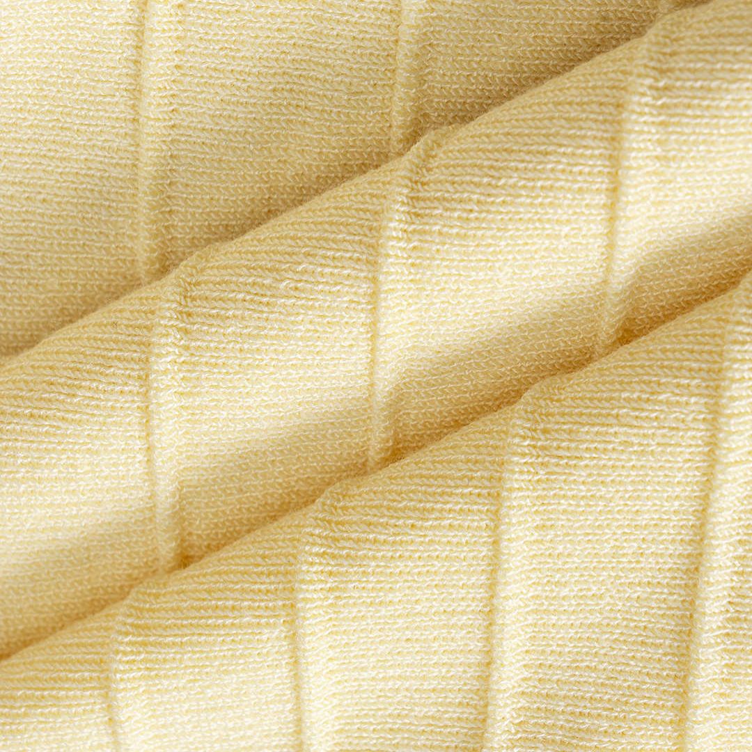 Ljusgul Stickad klänning slim fit med smala axelband ribbad design stretchigt jerseytyg