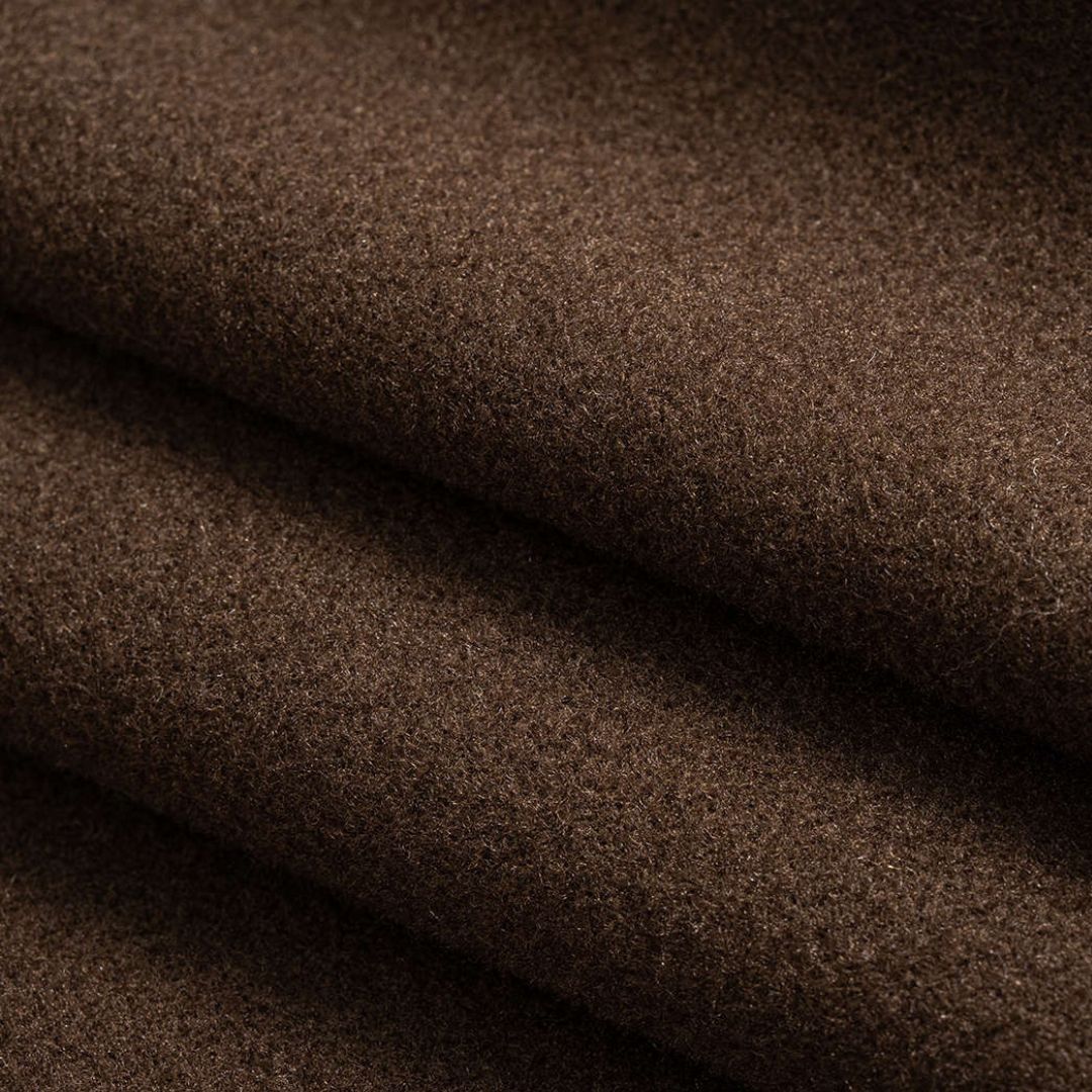 Brun kort jacka i ullmix med enkel knäppning för dam