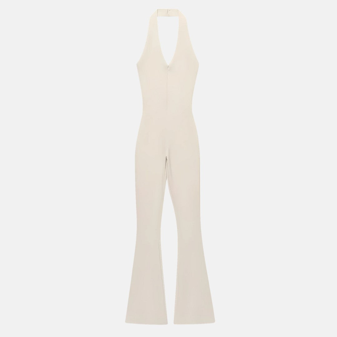 Slim Fit Ärmlös Jumpsuit med Utsvängda Ben
