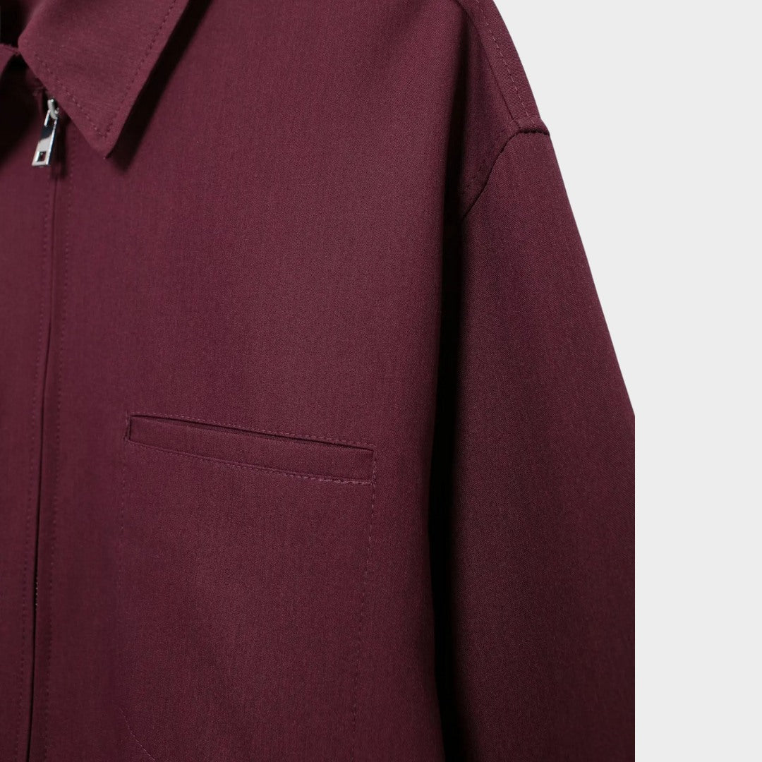 Vinröd jacka i workwearstil med lös passform och dragkedja