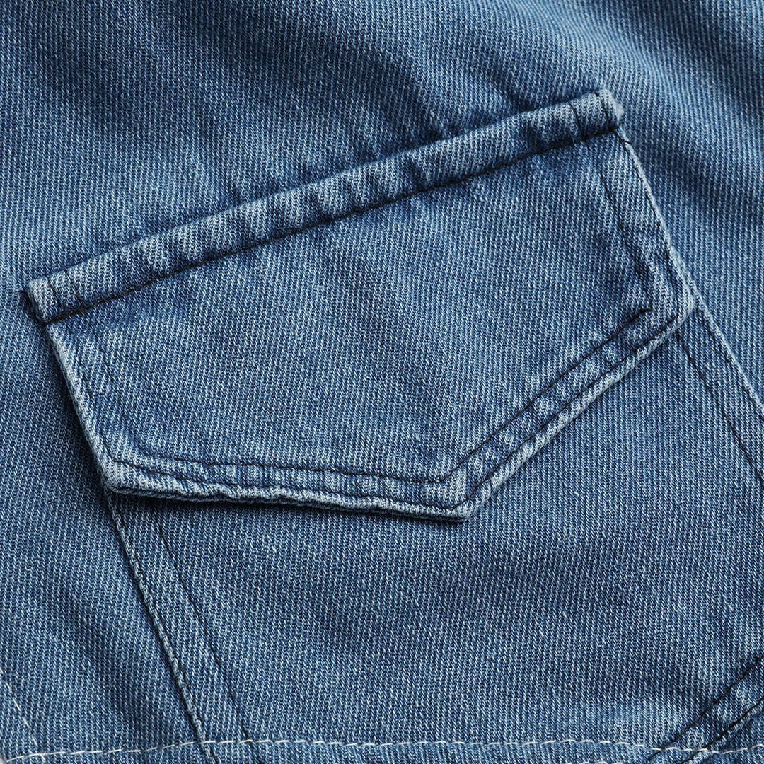 Vit sportjacka med denimöverdel i tvådelad design och dragkedja