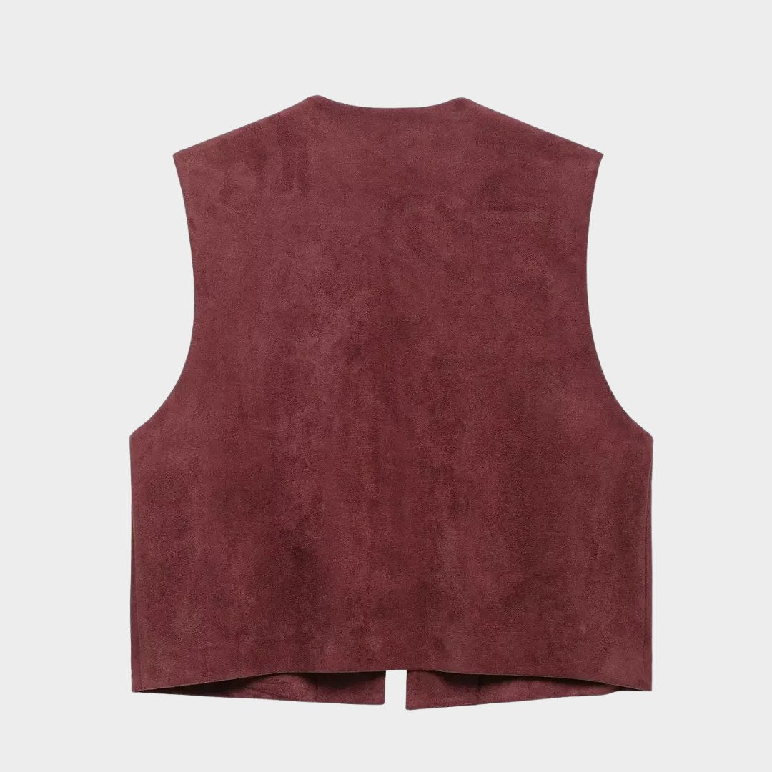 Broderad väst i kort modell med blommönster