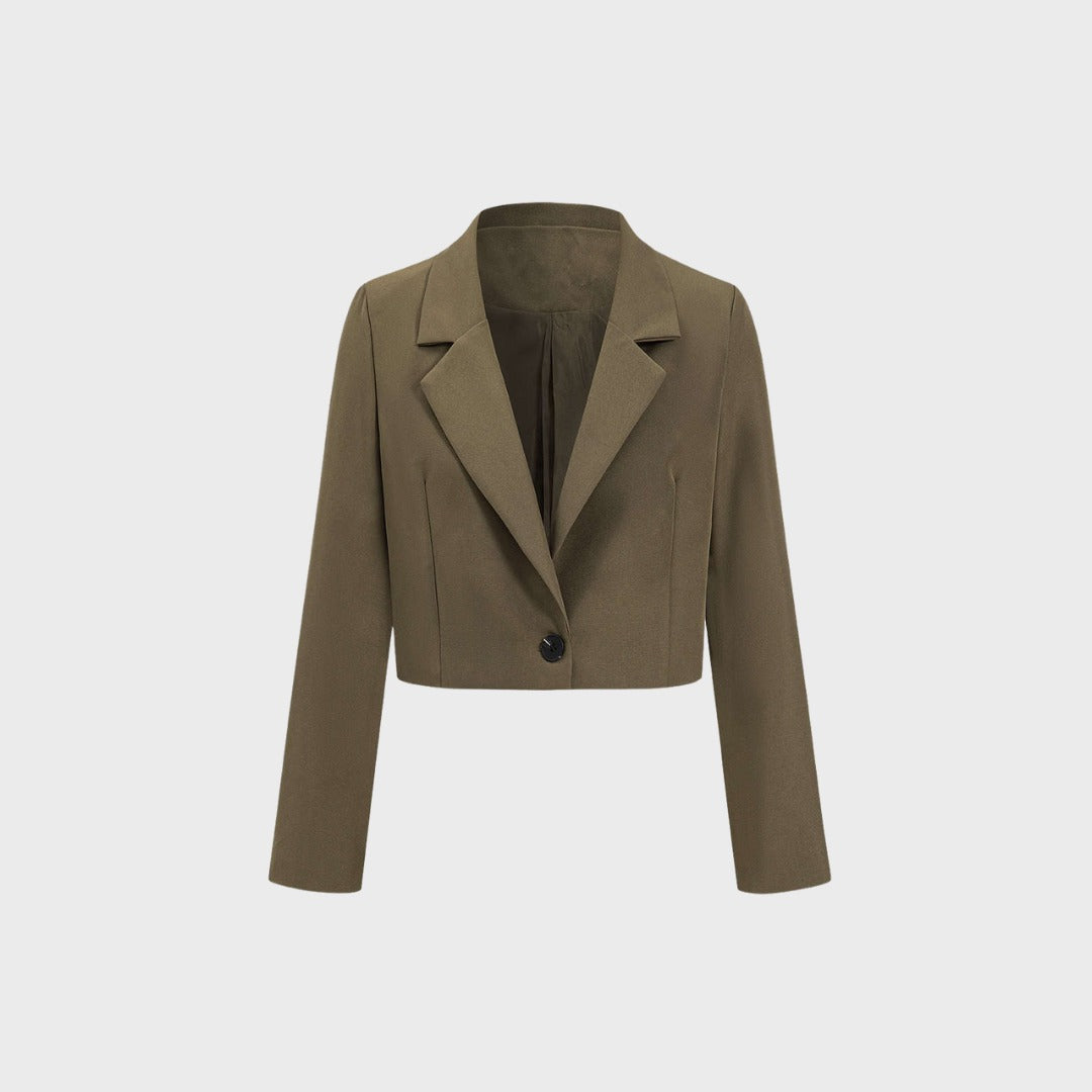 Kort kavaj i viskos med lös passform och enkel knäppning