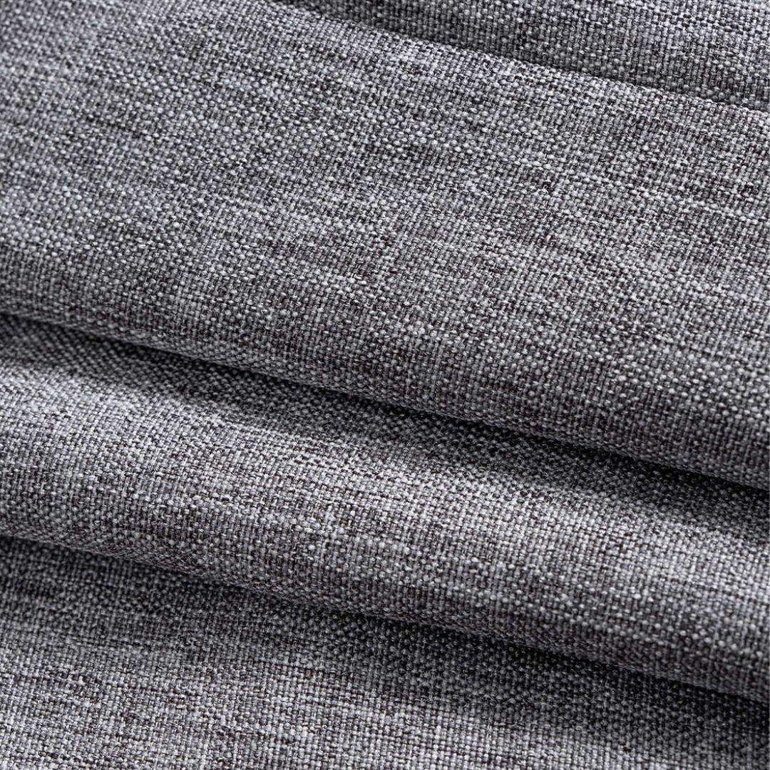 Ljusgrå ärmlös omlottopp i vävt tyg med draperad midja och asymmetrisk fåll