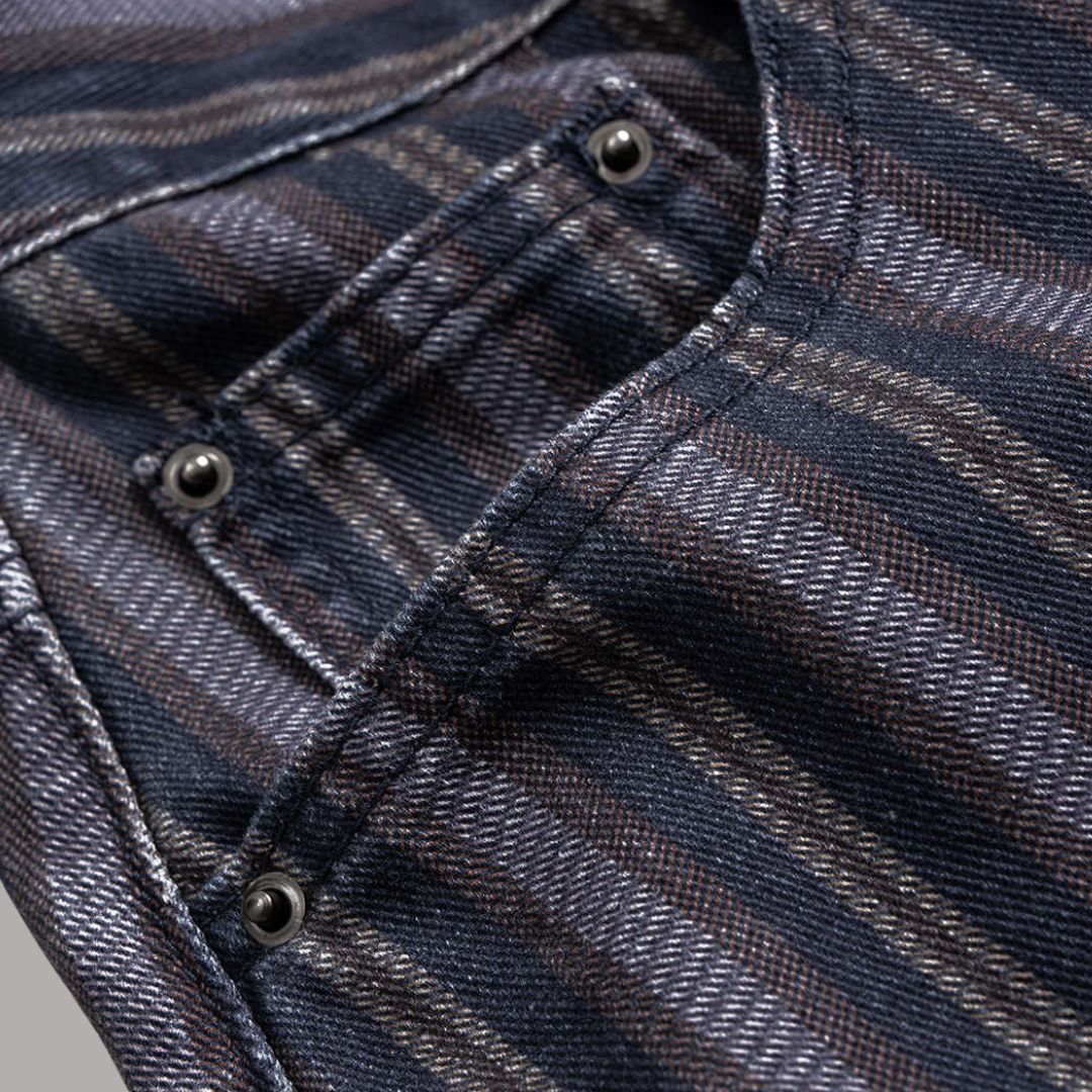 Randiga denim jeans med hög midja och vida ben