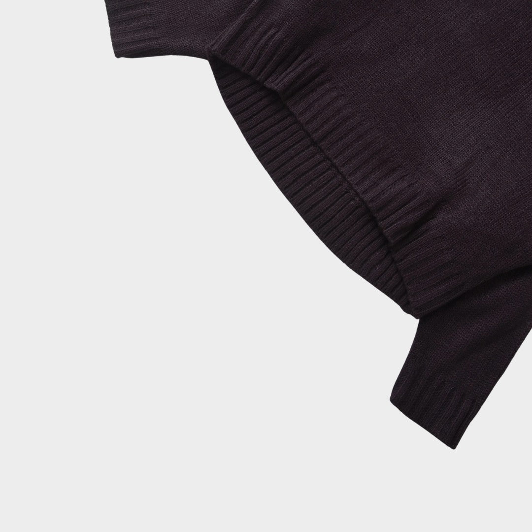 Mörkbrun Oversized Stickad Polotröja