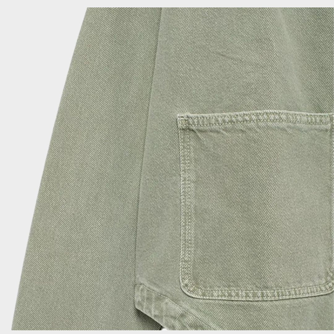 Oversize skjortjacka i denimlook med tryckknappar