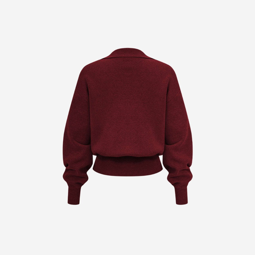 Stickad skjortkofta med bröstfickor och ribbade muddar