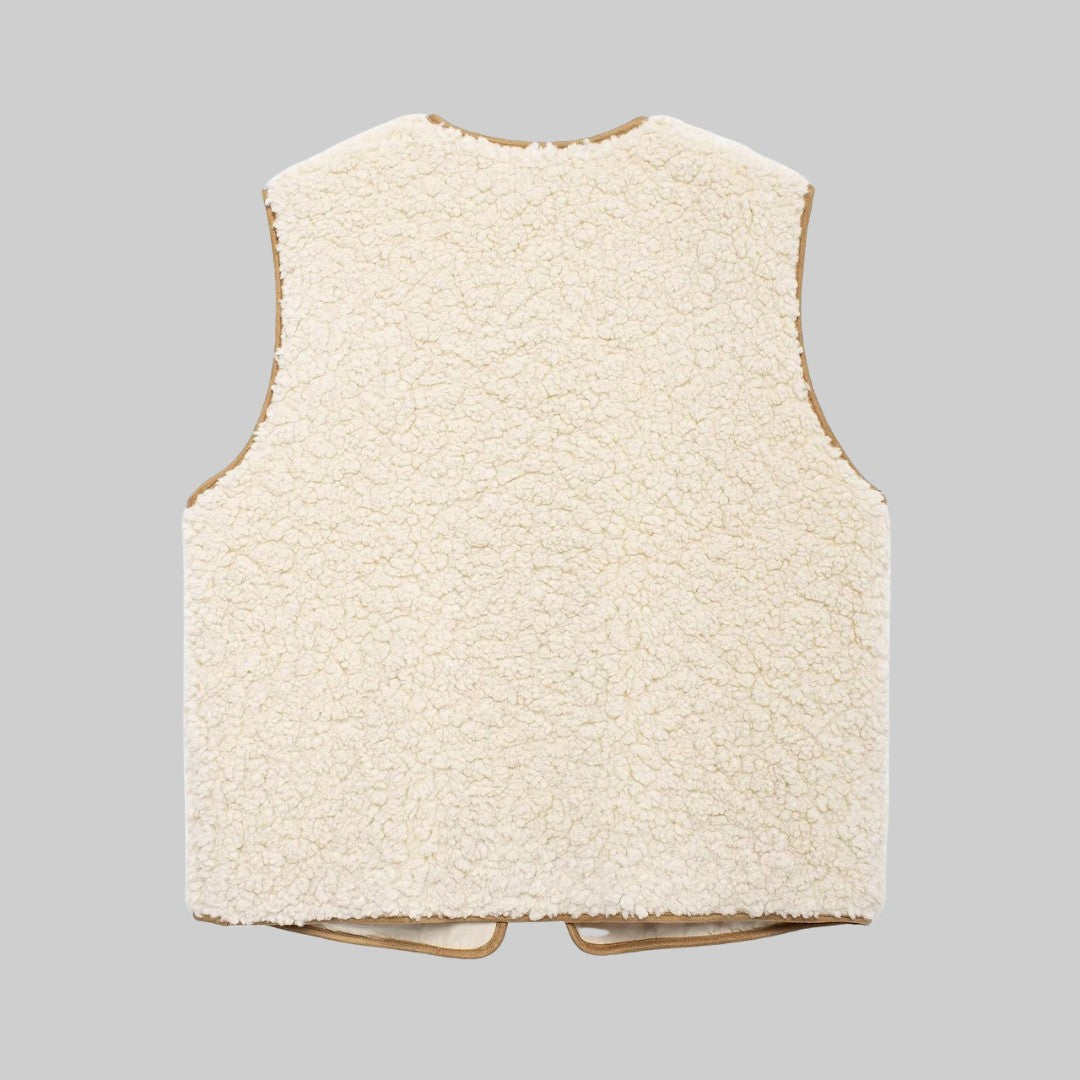 Fleeceväst med knytning och kontrastkant