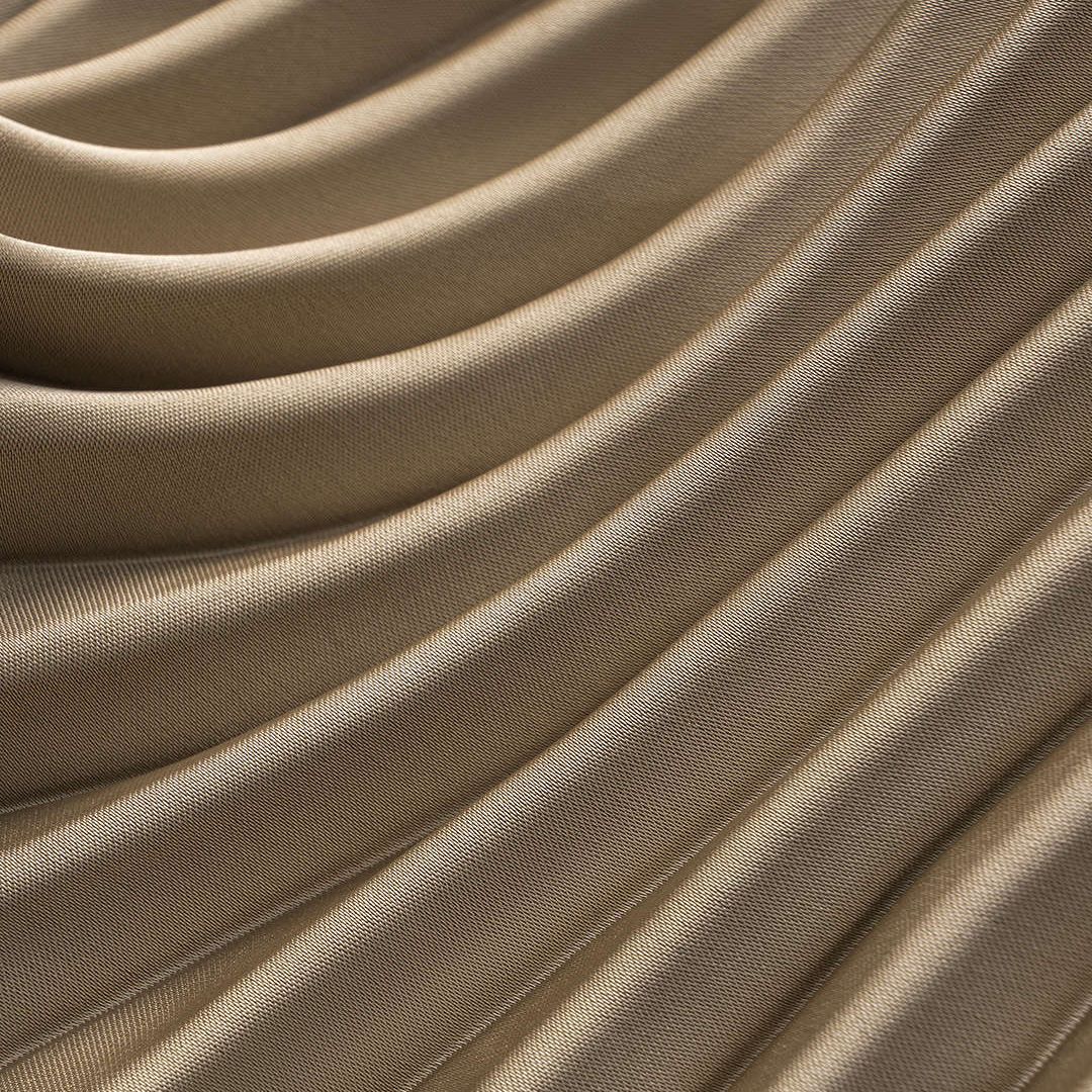 khakifärgad satintopp med plisserade detaljer och pärlknappar