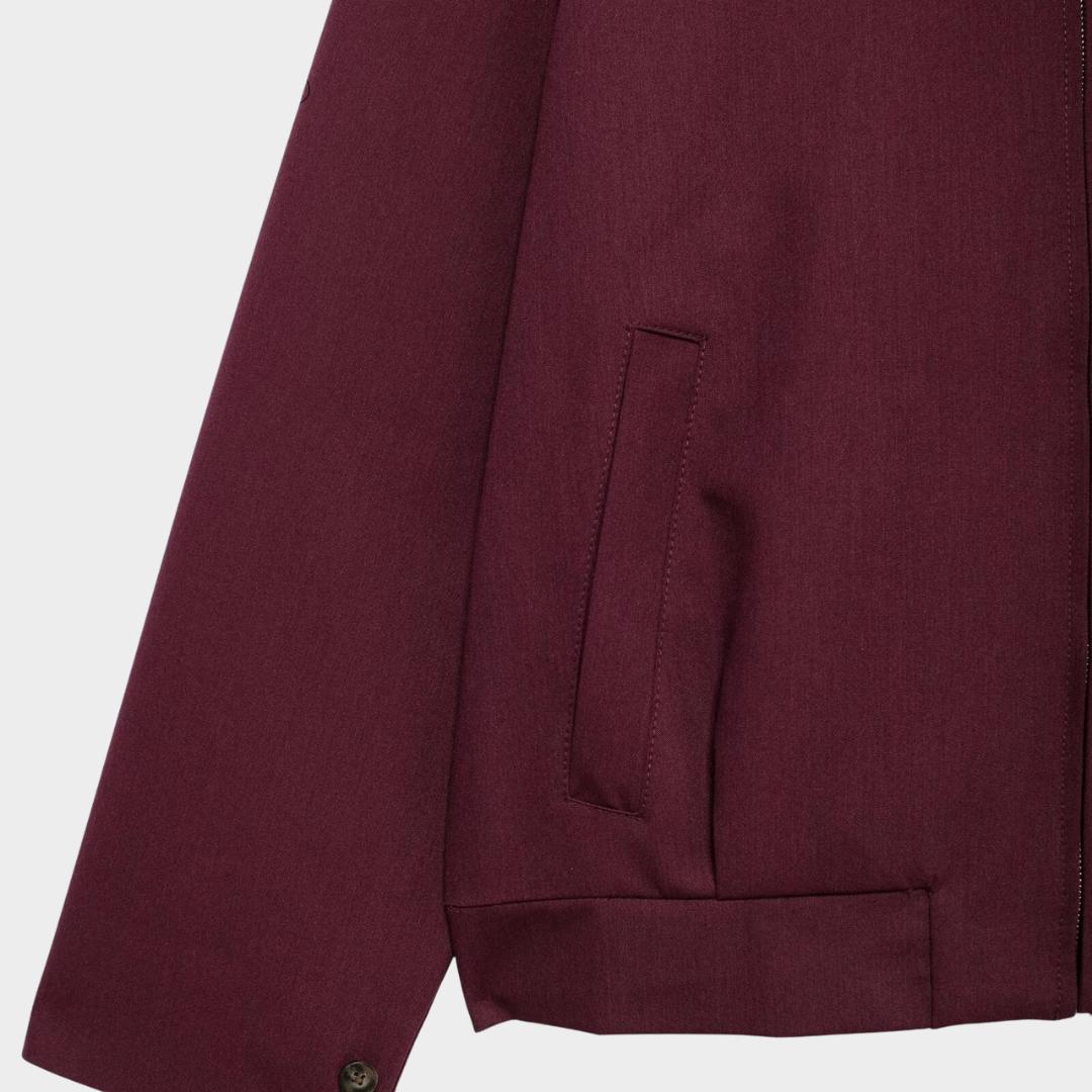 Vinröd jacka i workwearstil med lös passform och dragkedja