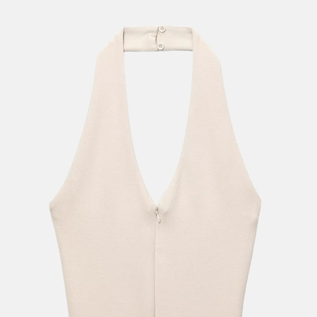 Slim Fit Ärmlös Jumpsuit med Utsvängda Ben