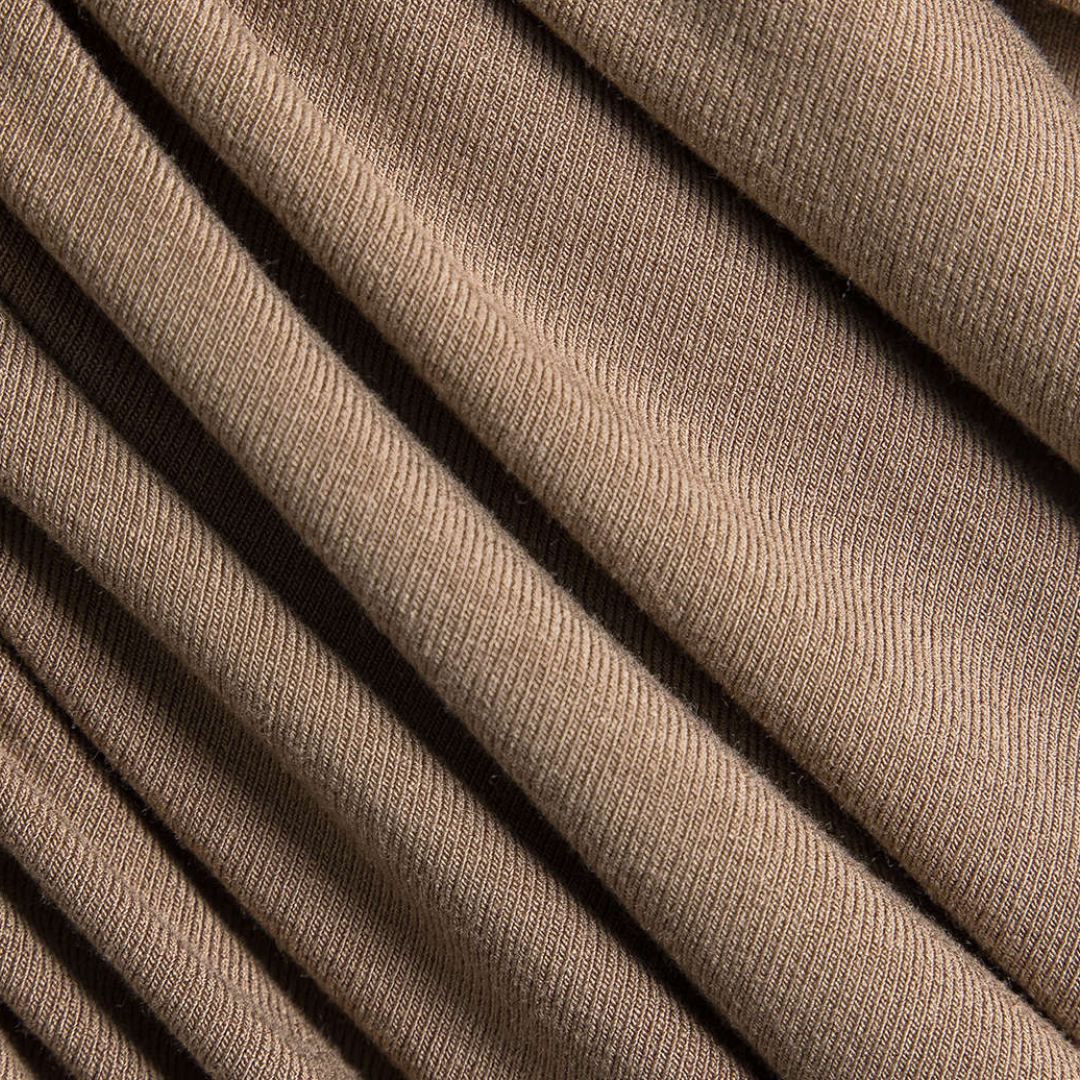 Midiklänning med stickad överdel och draperad kjol i stretchtyg med ärmlös skärning