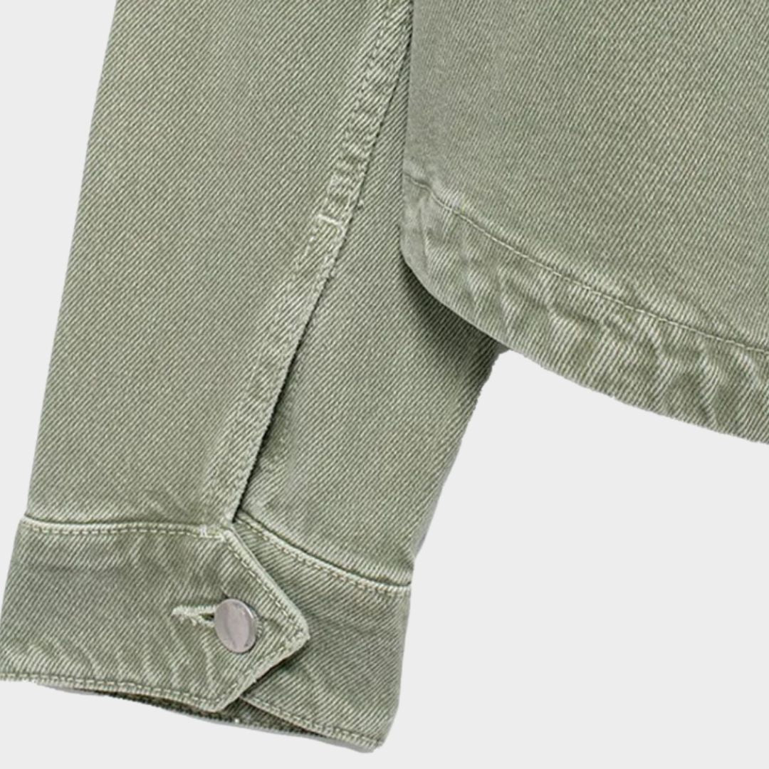 Oversize skjortjacka i denimlook med tryckknappar