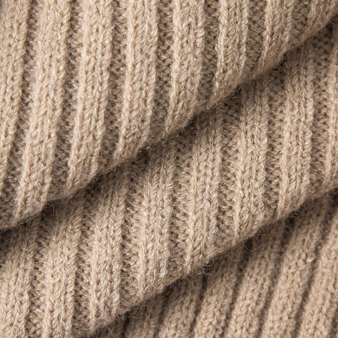 Korsad Ribbstickad Topp Långärmad Mjuk Bomull Detalj