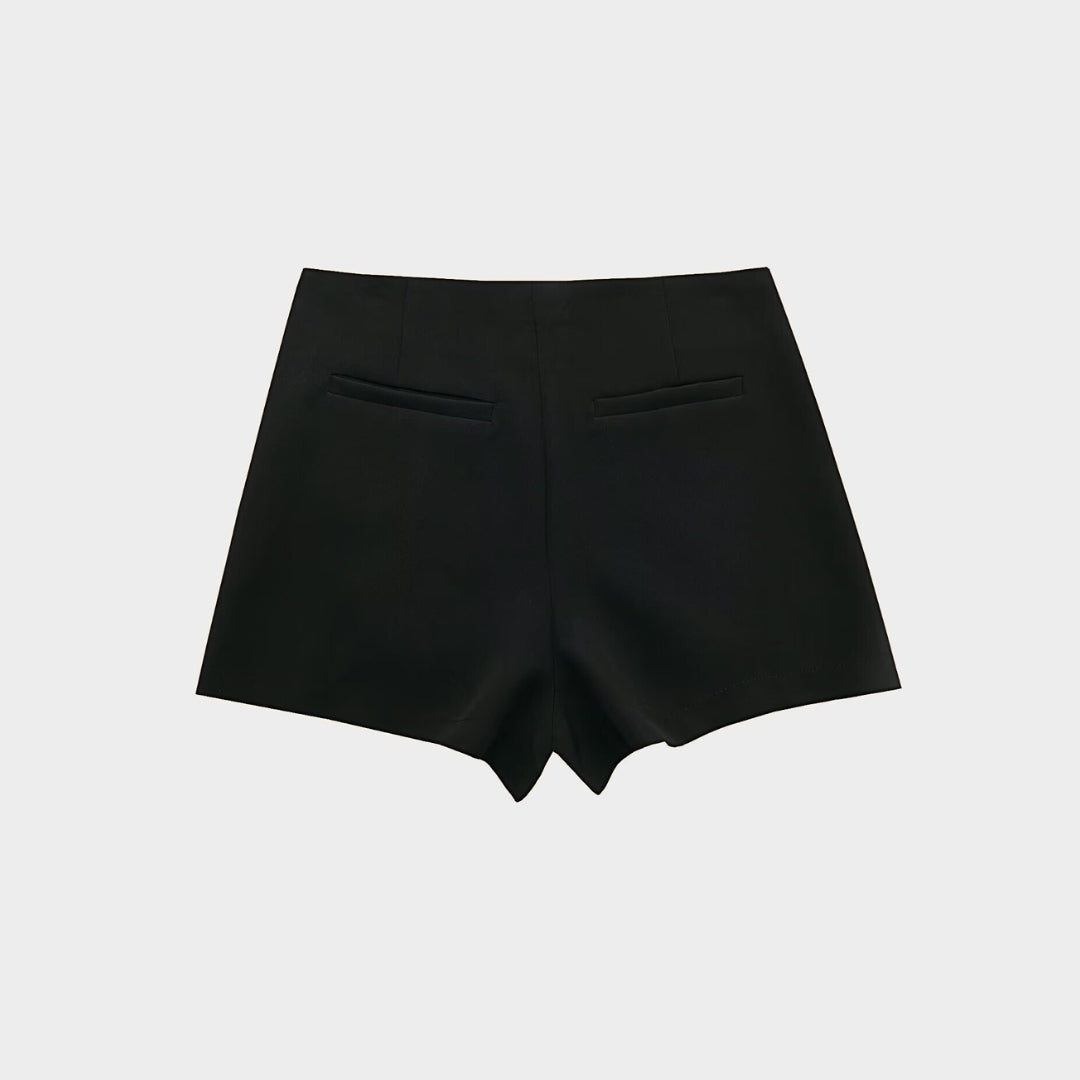 Asymmetrisk miniskort med omlott design och hög midja