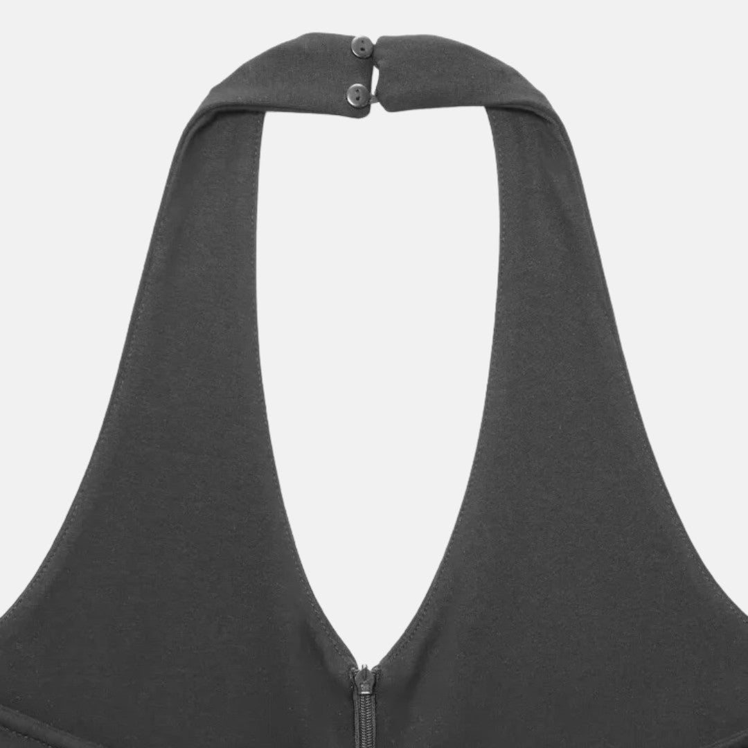 Slim Fit Ärmlös Jumpsuit med Utsvängda Ben