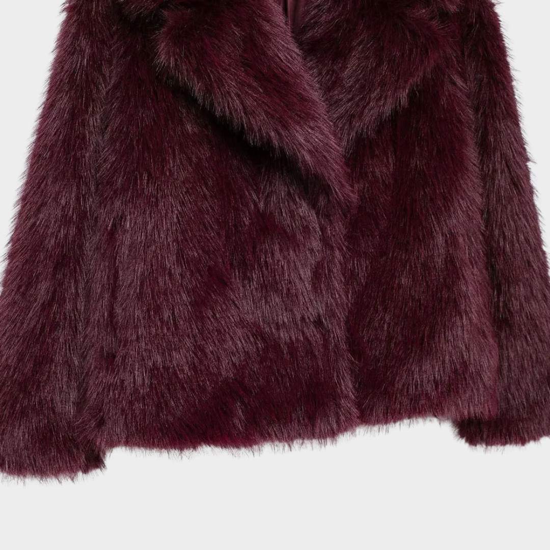 Plush Fuskpälsjacka med Överdimensionerad Krage
