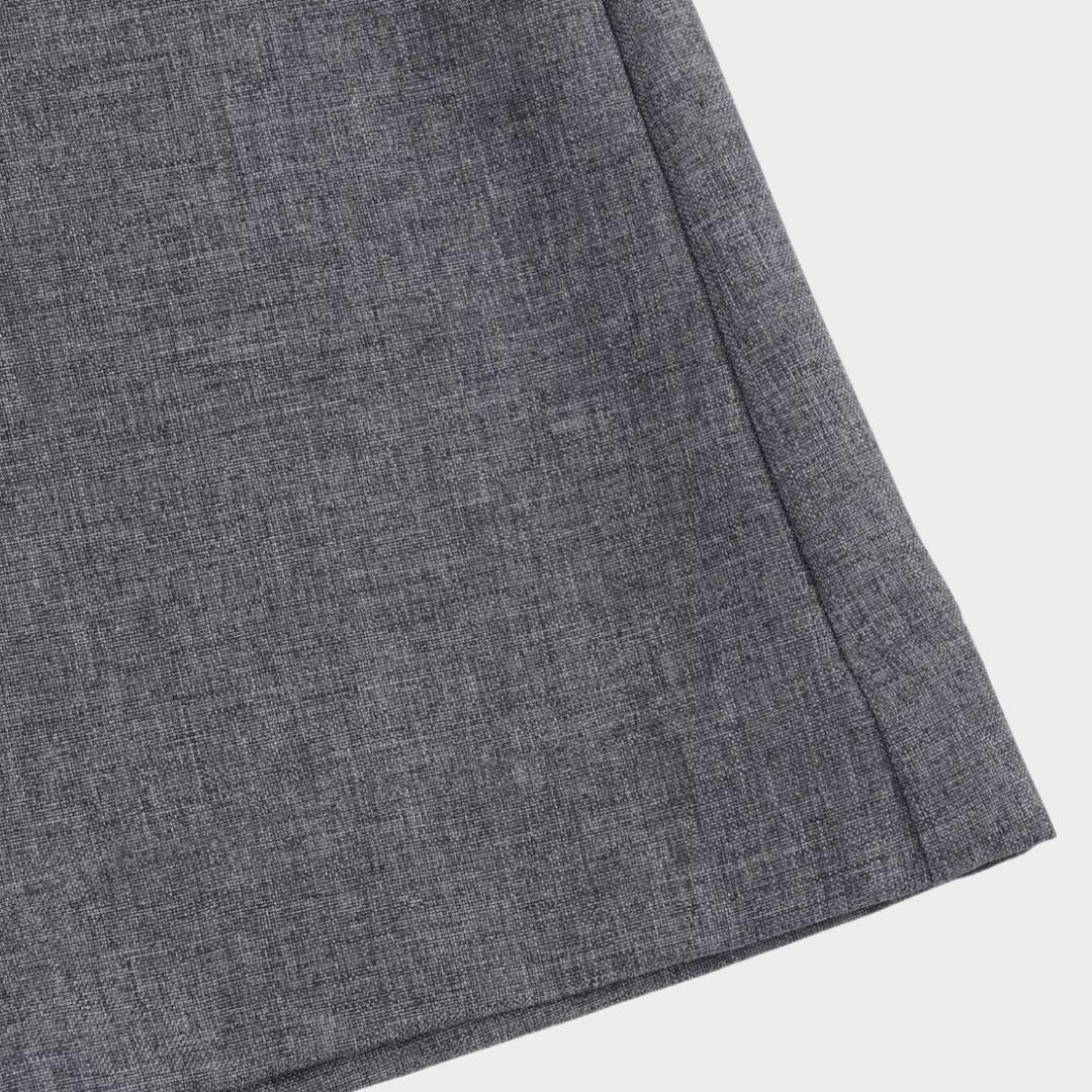 Grå Oversize kavaj med slag, knytband och enkelknäppning