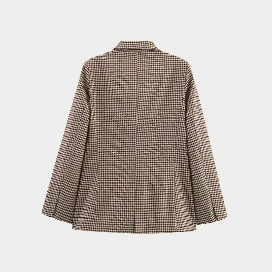 Kavaj i rutmönster med skårad krage dubbelknäppt front och regular passform
