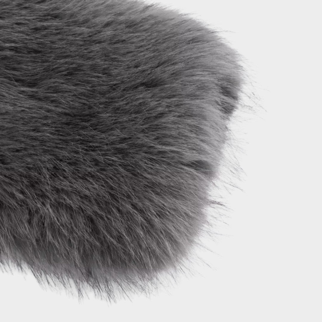 Kort Jacka i fuskpäls med rund hals och knäppning