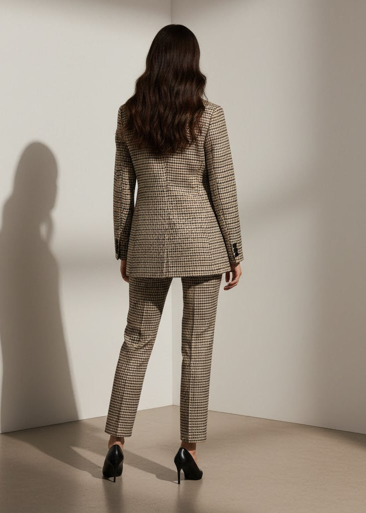 Kavaj i rutmönster med skårad krage dubbelknäppt front och regular passform