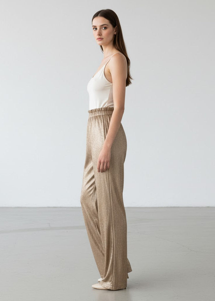 Vida vardagsbyxor i glansig sammetslook