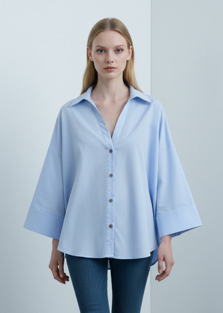 Oversize skjorta med knappstängning och uppvikta ärmar